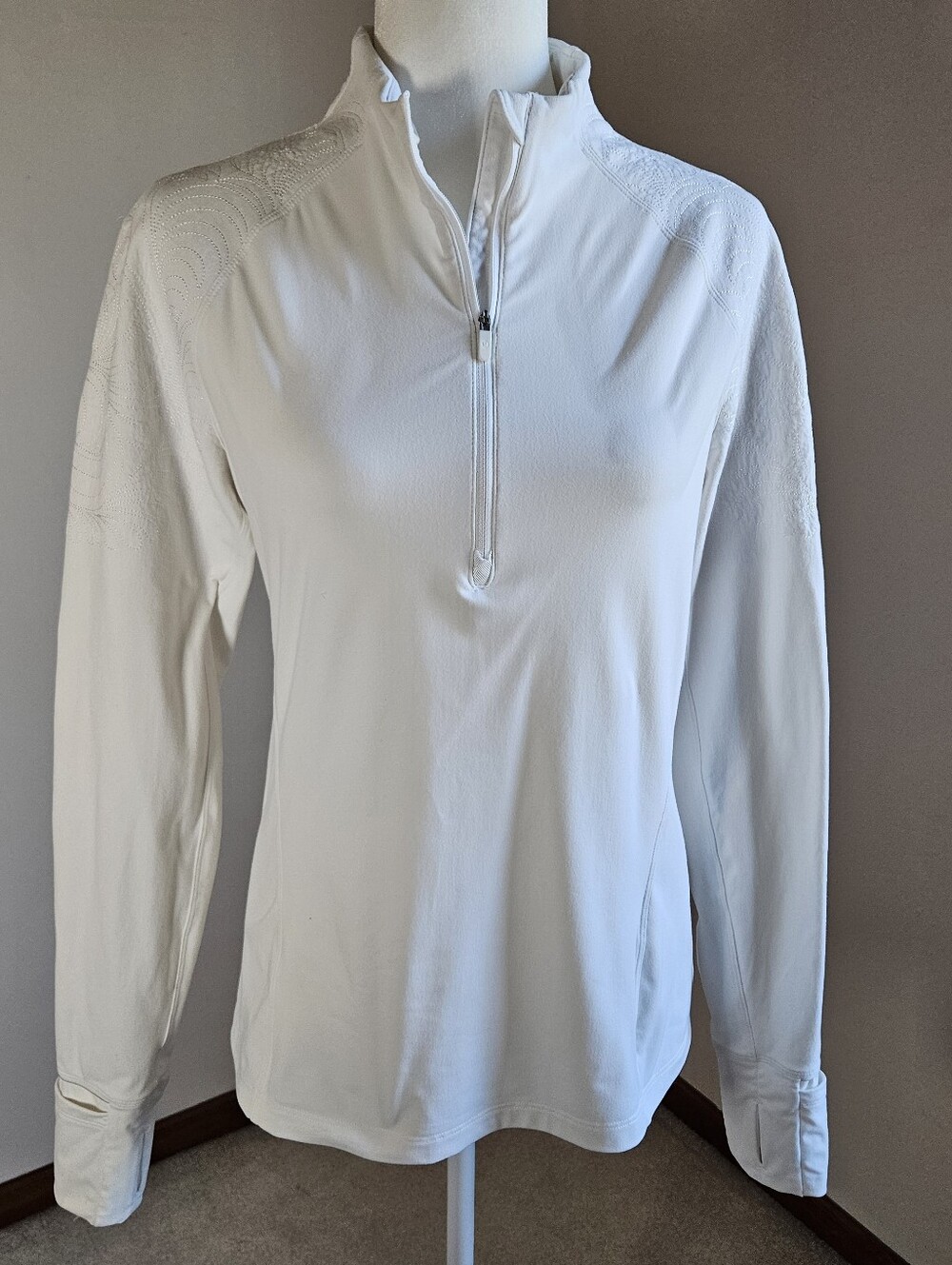 Lululemon Athletica Define Quarter Zip White Embroidered Athleisure SZ10